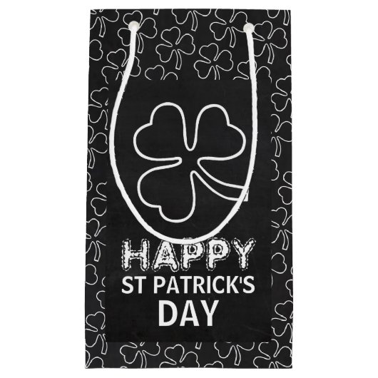 セントパトリックの日の黒板シャムロック スモールペーパーバッグ (正面)