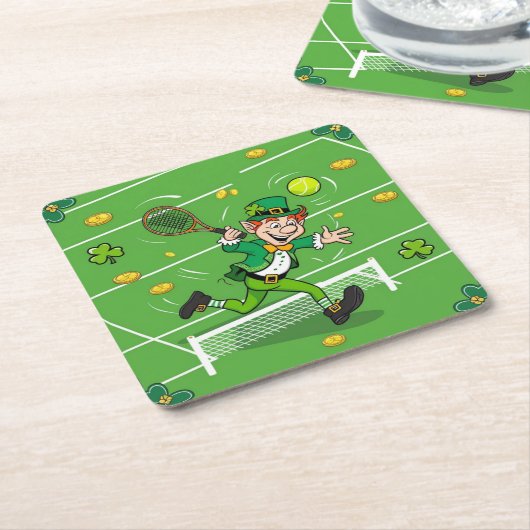 セントパトリックの日をテーマにしたテニス スクエアペーパーコースター (アングル)