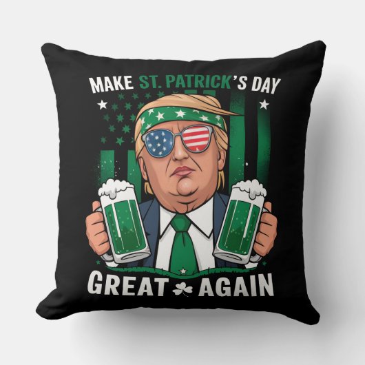 セントパトリックの日を再びアイリッシュ素晴らしトランプにする クッション (正面)