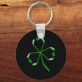 セントパトリックの日アイスホッケースティックシャムロックグリーン キーホルダー (正面)