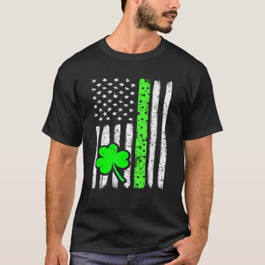 セントパトリックの日アイリッシュアメリカ国旗Happy St Pat Tシャツ (正面)