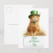 セントパトリックの日アイリッシュオレンジキャット シーズンポストカード (正面/裏面)
