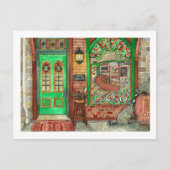 セントパトリックの日アイリッシュパブウォーターカラー ポストカード (正面)