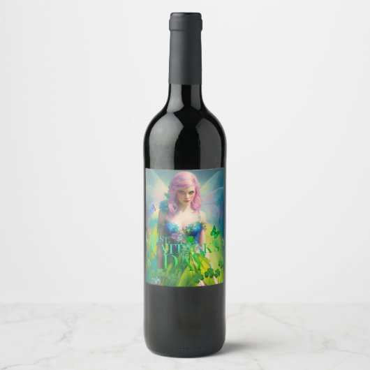 セントパトリックの日アイリッシュフェアウィズクローバー詳細 ワインラベル (正面)