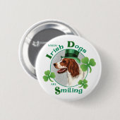 セントパトリックの日アイリッシュレッド&ホワイトセッター 缶バッジ (正面&裏面)