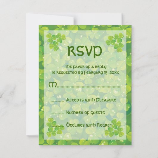 セントパトリックの日アイリッシュ結婚の応答カード 出欠カード (正面)