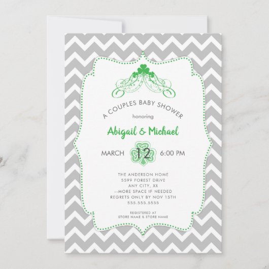セントパトリックの日アイルランドのカップル赤ちゃんシャワー招待状 招待状 (正面)