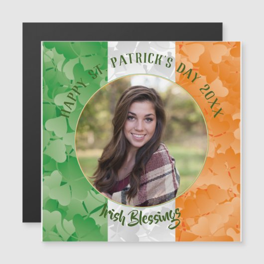 セントパトリックの日アイルランドのシャムロック国旗の写真フレーム (正面/裏面)