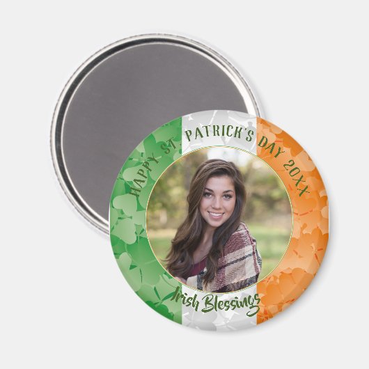 セントパトリックの日アイルランドのシャムロック国旗の写真フレーム マグネット (正面/裏面)