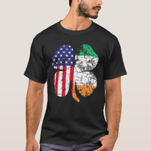 セントパトリックの日アイルランドの米国国旗のシャムロックギフト Tシャツ