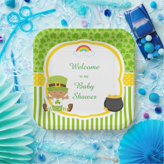 セントパトリックの日アフリカ系アメリカ人の男の子の赤ちゃんシャワー ペーパープレート (パーティー)