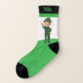 セントパトリックの日カップル緑の白ブラック ソックス (左外側)