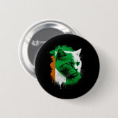 セントパトリックの日キャットアイリッシュ国旗アイルランド人女性 缶バッジ (正面&裏面)
