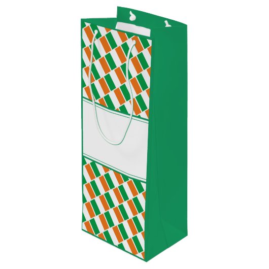 セントパトリックの日クリスチャンのアイルランド国旗のカスタムパーティー ワインギフトバッグ (裏面アングル)
