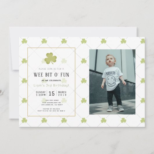 セントパトリックの日クリーングリーンフォト誕生日 招待状 (正面)