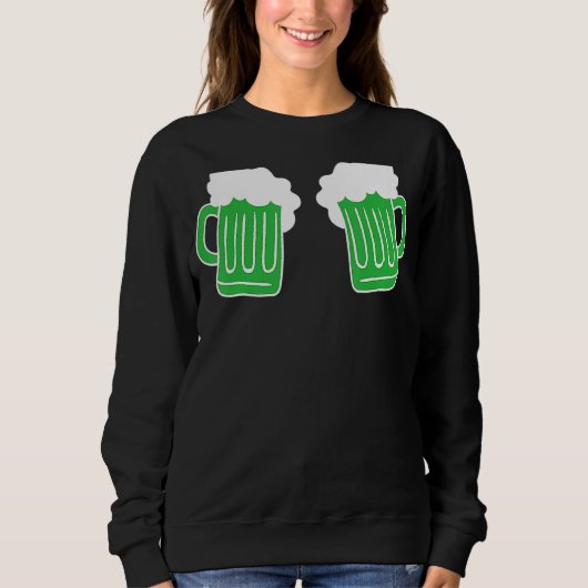 セントパトリックの日グラフィックビール飲みグリーン スウェットシャツ (正面)