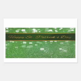 セントパトリックの日グリッターシャムロック 長方形シール