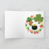 セントパトリックの日グリーティングカードテディベアーフローラル カード (内部)