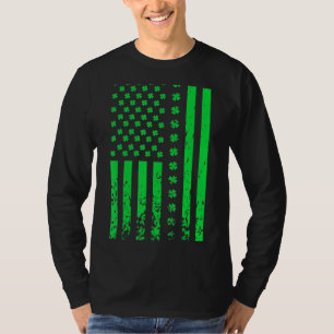 セントパトリックの日グリーンアイリッシュアメリカン米国国旗Sha Tシャツ