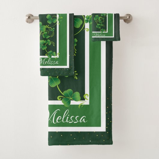 セントパトリックの日グリーンシャームロックつる植物アイルランドパーティー バスタオルセット (インサイチュ)