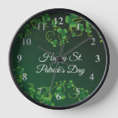 セントパトリックの日グリーンシャームロックつる植物アイルランドパーティー 壁時計 (正面)