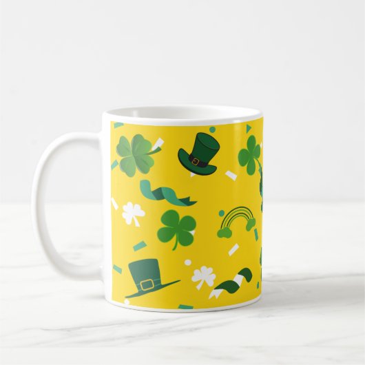 セントパトリックの日グリーンシャームロックshenanigans コーヒーマグカップ (左)