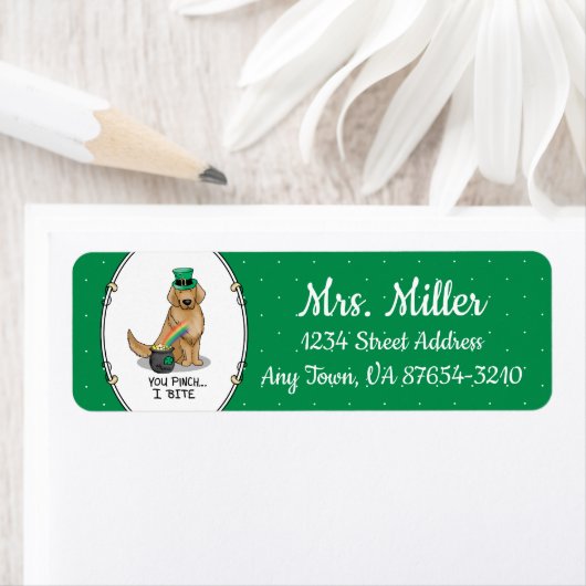 セントパトリックの日ゴールデンレトリエバードッグ ラベル (インサイチュ)