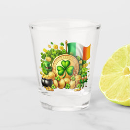 セントパトリックの日シャムロックとアイルランド国旗 ショットグラス