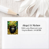 セントパトリックの日シャムロックと金ゴールドアイルランドのポット ラベル (インサイチュ)