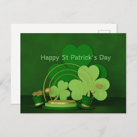 セントパトリックの日シャムロックグリーン シーズンポストカード (正面/裏面)