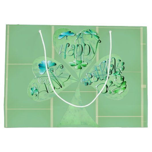 セントパトリックの日シャムロックミスティグリーンラージギフトL ラージペーパーバッグ (裏面)