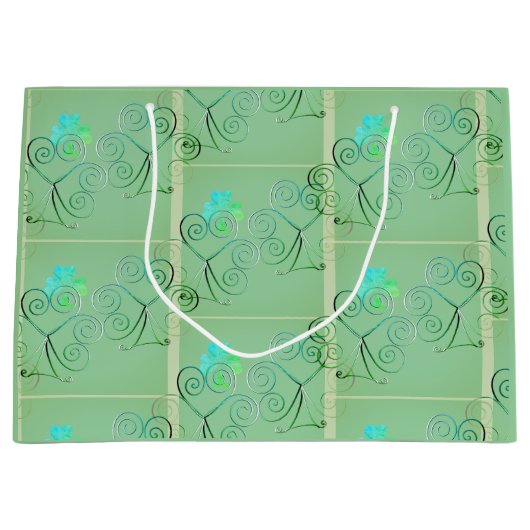 セントパトリックの日シャムロックミスティグリーン ラージペーパーバッグ (正面)