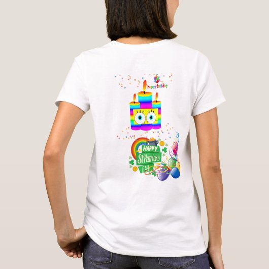 セントパトリックの日ハッピーバースデーTシャツ Tシャツ (裏面)