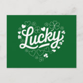 セントパトリックの日ハートラッキークローバーシャムロック ポストカード (正面)