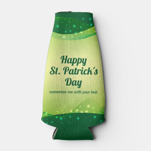 セントパトリックの日パーティーかわいいカスタムグリーンスパークル ボトルクーラー (正面)