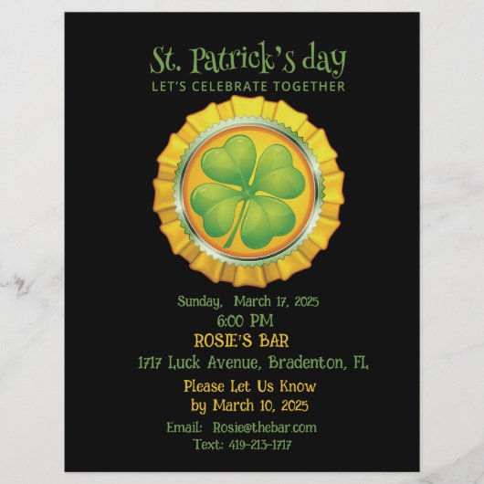 セントパトリックの日パーティーウィズシャムロック招待状 チラシ (正面)