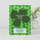 セントパトリックの日パーティー4葉クローバー&パターン 招待状 (スタンド正面)