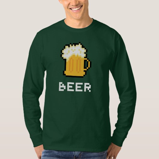 セントパトリックの日ビールピクセルアイコンTシャツ Tシャツ (正面)
