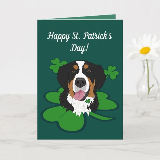 セントパトリックの日ベルネーズマウンテンドッグ カード (小さな植物)