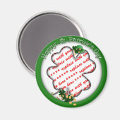 セントパトリックの日ホワイトシャムロック写真フレーム マグネット (正面/裏面)