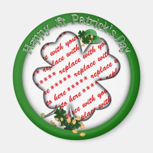 セントパトリックの日ホワイトシャムロック写真フレーム マグネット (正面)