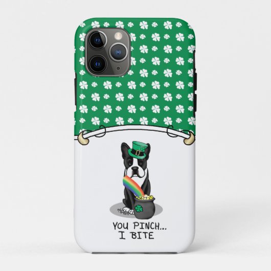 セントパトリックの日ボストンテリア犬(黒)かわいい Case-Mate iPhoneケース (裏面)
