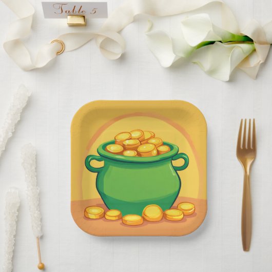 セントパトリックの日ポット金ゴールド紙プレート ペーパープレート (ウェディング)