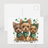 セントパトリックの日ヨークシャーテリアドッグス ポストカード (正面/裏面)