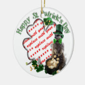 セントパトリックの日ラッキーメアーカットシャムロックフレーム セラミックオーナメント (左)