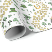 セントパトリックの日レプレシャンポットの金ゴールド ラッピングペーパー (ロールコーナー)