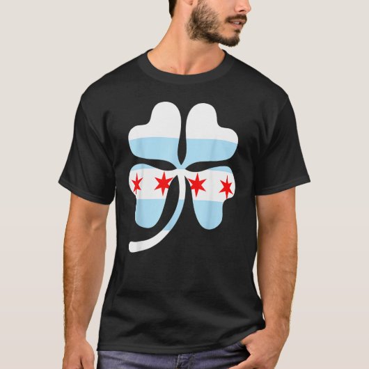 セントパトリックの日ヴィンテージシカゴシャムロック国旗I Tシャツ (正面)