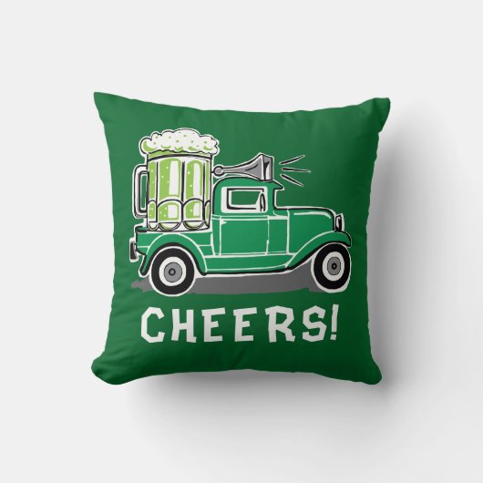 セントパトリックの日ヴィンテージトラックグリーンビール クッション (正面)