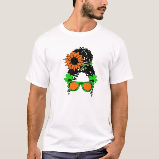 セントパトリックの日女性ヒョウ印刷サングラスSp Tシャツ (正面)