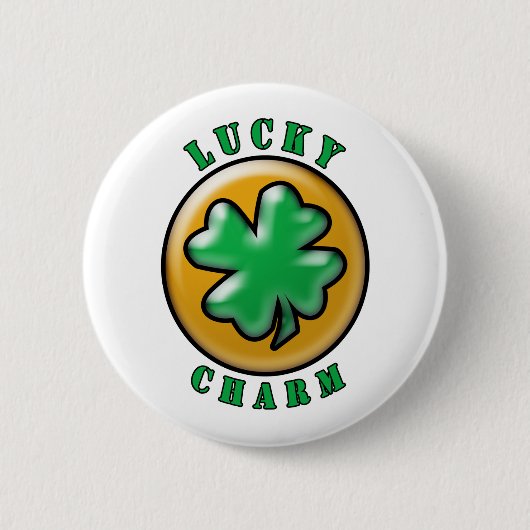 セントパトリックの日幸運チャーム4リーフクローバー 缶バッジ (正面)